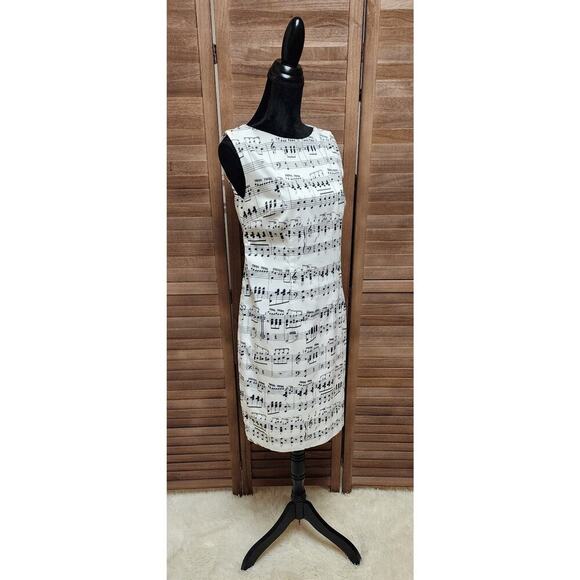 North Style Dress Women’s Size 14 Black And White Music Notes Sleeveless NEW - Picture 3 of 8